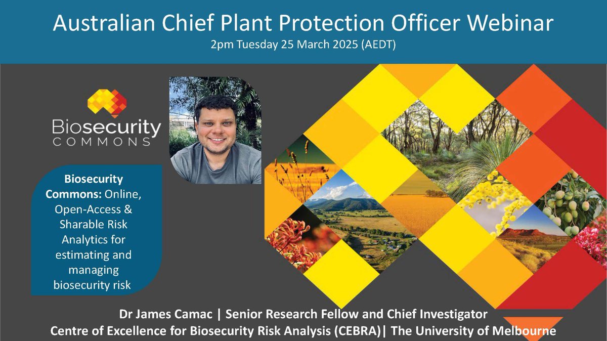 Biosecurity Commons Australia (@biosec_commons) on Twitter photo Learn all about Biosecurity Commons at a free webinar presented by our Project Manager <a href="/jscamac/">James Camac</a> on 25 March at 2pm AEDT.
More details and a link to the webinar can be found below: linkedin.com/posts/gabriell… Learn all about Biosecurity Commons at a free webinar presented by our Project Manager <a href="/jscamac/">James Camac</a> on 25 March at 2pm AEDT.
More details and a link to the webinar can be found below: linkedin.com/posts/gabriell…