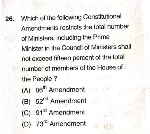 CSExamination's tweet image. CGPSC Prelims Exams 2025 !!

Topic:  Indian Polity / Constitutional Amendments

𝗖𝗼𝗺𝗺𝗲𝗻𝘁 𝘆𝗼𝘂𝗿 𝗮𝗻𝘀𝘄𝗲𝗿 !

[ 𝐒𝐭𝐮𝐝𝐲 𝐭𝐢𝐩: Take this question as an opportunity to revise the entire topic]

#UPSCPrelims #UPSC #uppsc #roaro #mppsc #ukpsc #HPSC #JPSC #CGPSC