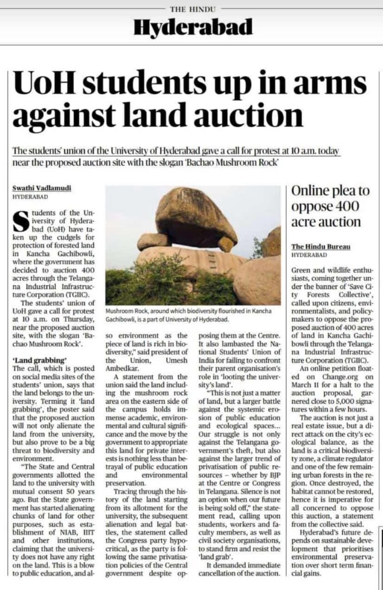 Iamonwheels's tweet image. Telangana govt's move to acquire ~400 acres around @UnivofHyd raises serious questions. First BJP, now INC—why are public institutions under attack? @RahulGandhi, @kharge, and @revanth_anumula must clarify: Is this development or destruction of educational spaces? #SaveUoH