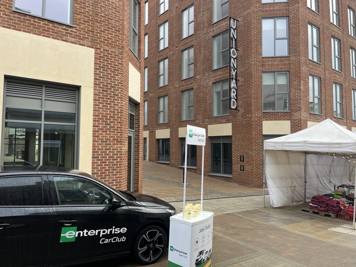 All set up at the Aldershot market to promote our new Enterprise Car Club at Union Yard!