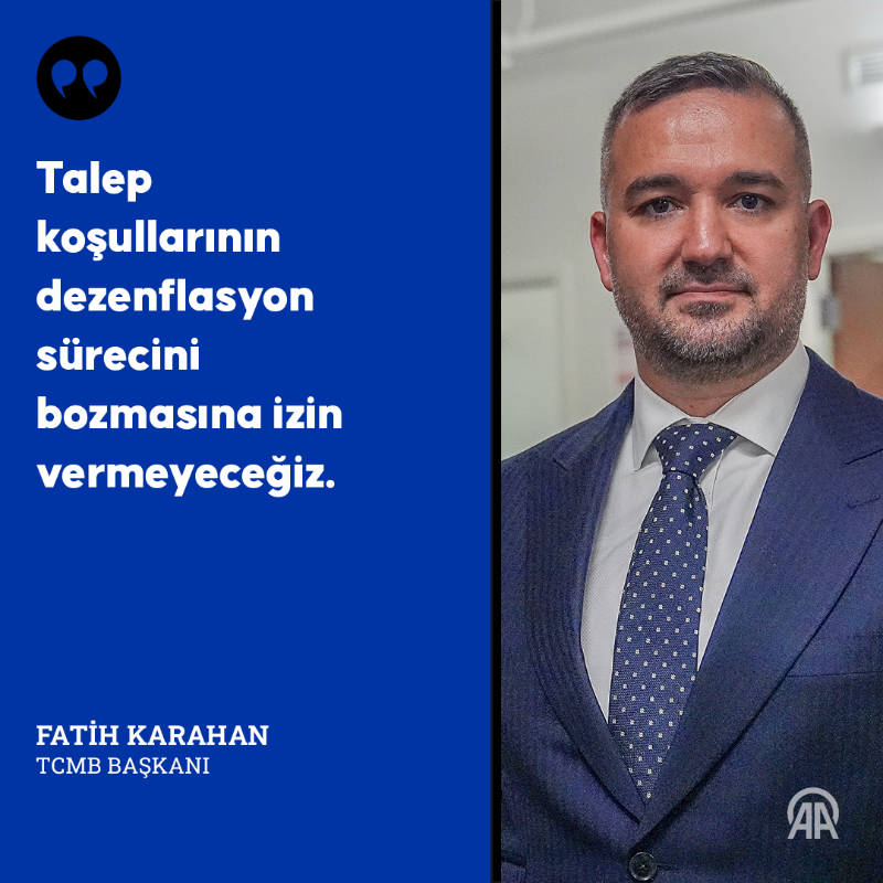 aa_finans's tweet photo. ❝Yüzde 24 yıl sonu enflasyon hedefimize ulaşmak için ne gerekiyorsa yapacağız❞

🎙️TCMB Başkanı Fatih Karahan⤵️

🎯Önümüzdeki dönemde de politika faizini belirlerken önceliğimiz dezenflasyon patikasının gerektirdiği sıkılığı sağlamak olacak 

🔗https://t.co/UH0DPyL9ji