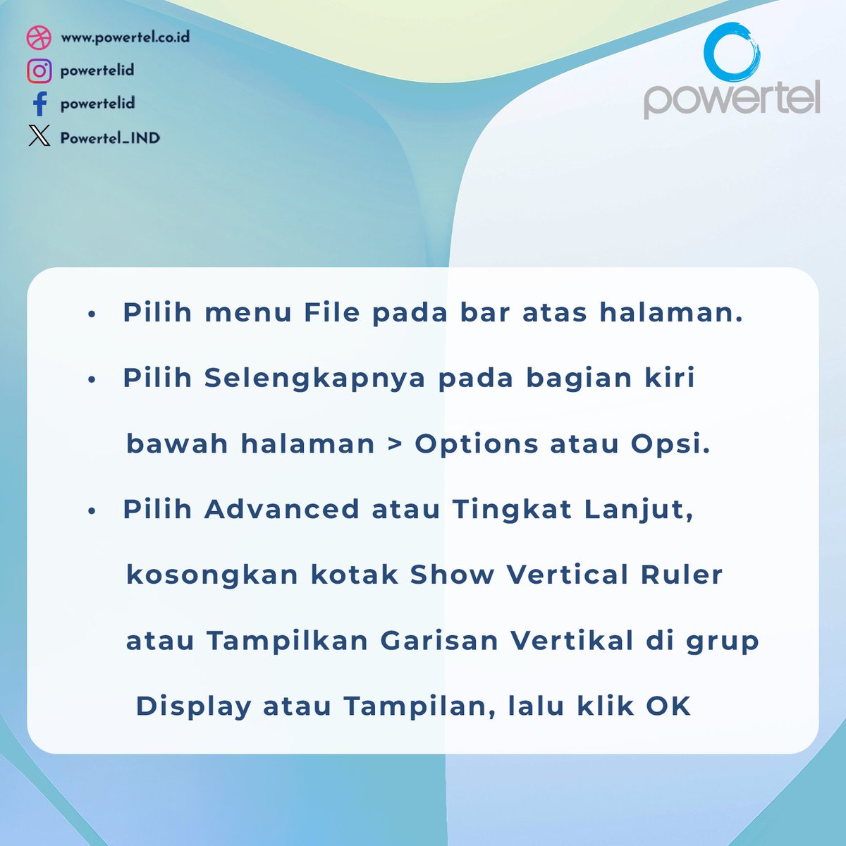 Powertel_IND's tweet image. Begini Cara Hilangkan Ruler di Word untuk Tampilan Lebih Bersih!
#MicrosoftWord #TipsWord #TutorialWord #BelajarWord #RulerWord #HilangkanRuler #PanduanWord #TrikWord #MicrosoftOffice #WordTips #PowertelId