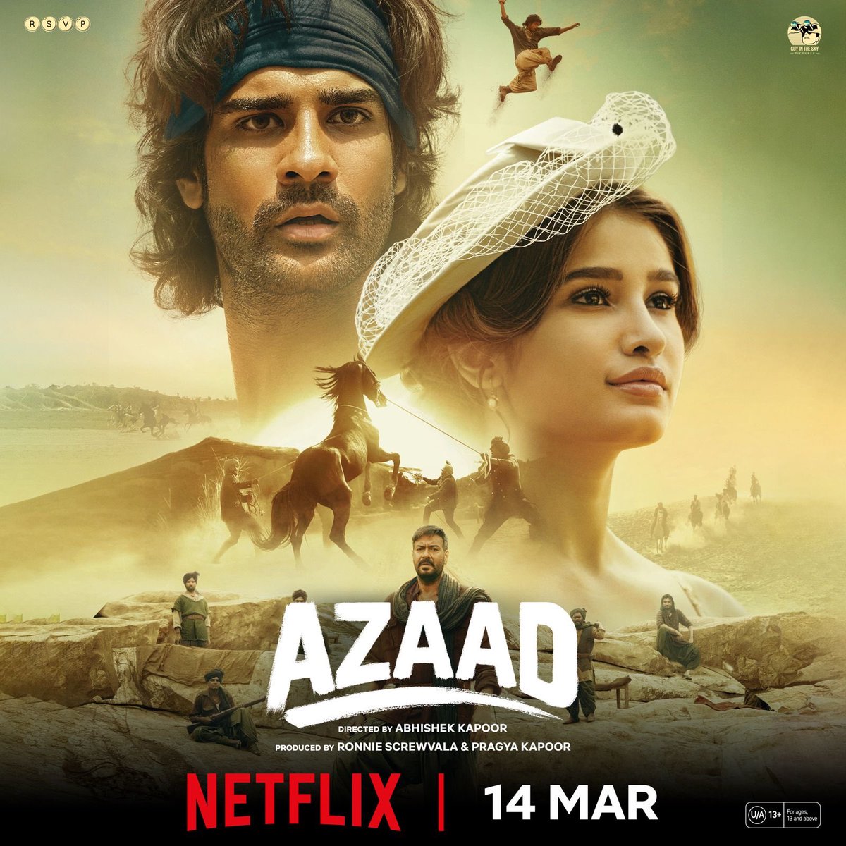 RSVP (@rsvpmovies) on Twitter photo Bahaduri, wafadaari, aur jung aazadi ki ๐๐ฅ
Watch Azaad on Netflix, out 14 March.
#AzaadOnNetflix #RSVPMovies
<a href="/ajaydevgn/">Ajay Devgn</a> <a href="/Abhishekapoor/">Abhishek Kapoor</a> <a href="/RonnieScrewvala/">Ronnie Screwvala</a> <a href="/pragyakapoor_/">Pragya Kapoor ๐ฟ</a> #AamanDevgn <a href="/RashaThadani/">RT</a> <a href="/DianaPenty/">Diana Penty</a> <a href="/gitspictures/">GITS Pictures</a> <a href="/itspiyushmishra/">Piyush Mishra</a> <a href="/ItsMohitMalik/">Mohit Malik</a> <a href="/Abhishek7Nayyar/">Abhishek Nayar</a> Bahaduri, wafadaari, aur jung aazadi ki ๐๐ฅ
Watch Azaad on Netflix, out 14 March.
#AzaadOnNetflix #RSVPMovies
<a href="/ajaydevgn/">Ajay Devgn</a> <a href="/Abhishekapoor/">Abhishek Kapoor</a> <a href="/RonnieScrewvala/">Ronnie Screwvala</a> <a href="/pragyakapoor_/">Pragya Kapoor ๐ฟ</a> #AamanDevgn <a href="/RashaThadani/">RT</a> <a href="/DianaPenty/">Diana Penty</a> <a href="/gitspictures/">GITS Pictures</a> <a href="/itspiyushmishra/">Piyush Mishra</a> <a href="/ItsMohitMalik/">Mohit Malik</a> <a href="/Abhishek7Nayyar/">Abhishek Nayar</a>