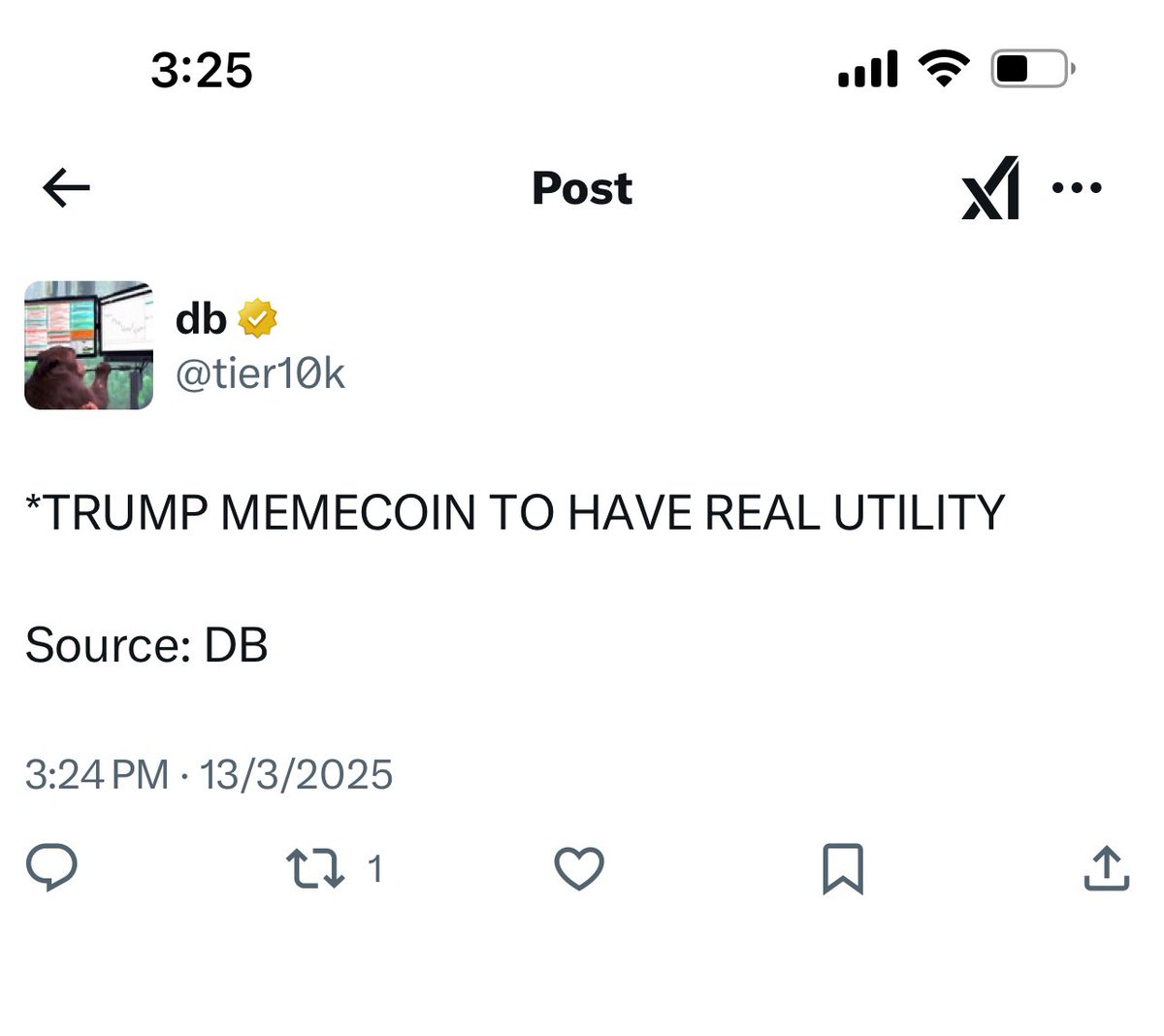 The_MegaWhale's tweet photo. @tier10k did you just really just source yourself to pump $trump 20%+ in 2 minutes then delete the tweet 😂😂

This space is unreal, that gotta be criminal https://t.co/KJnV5oUoDE