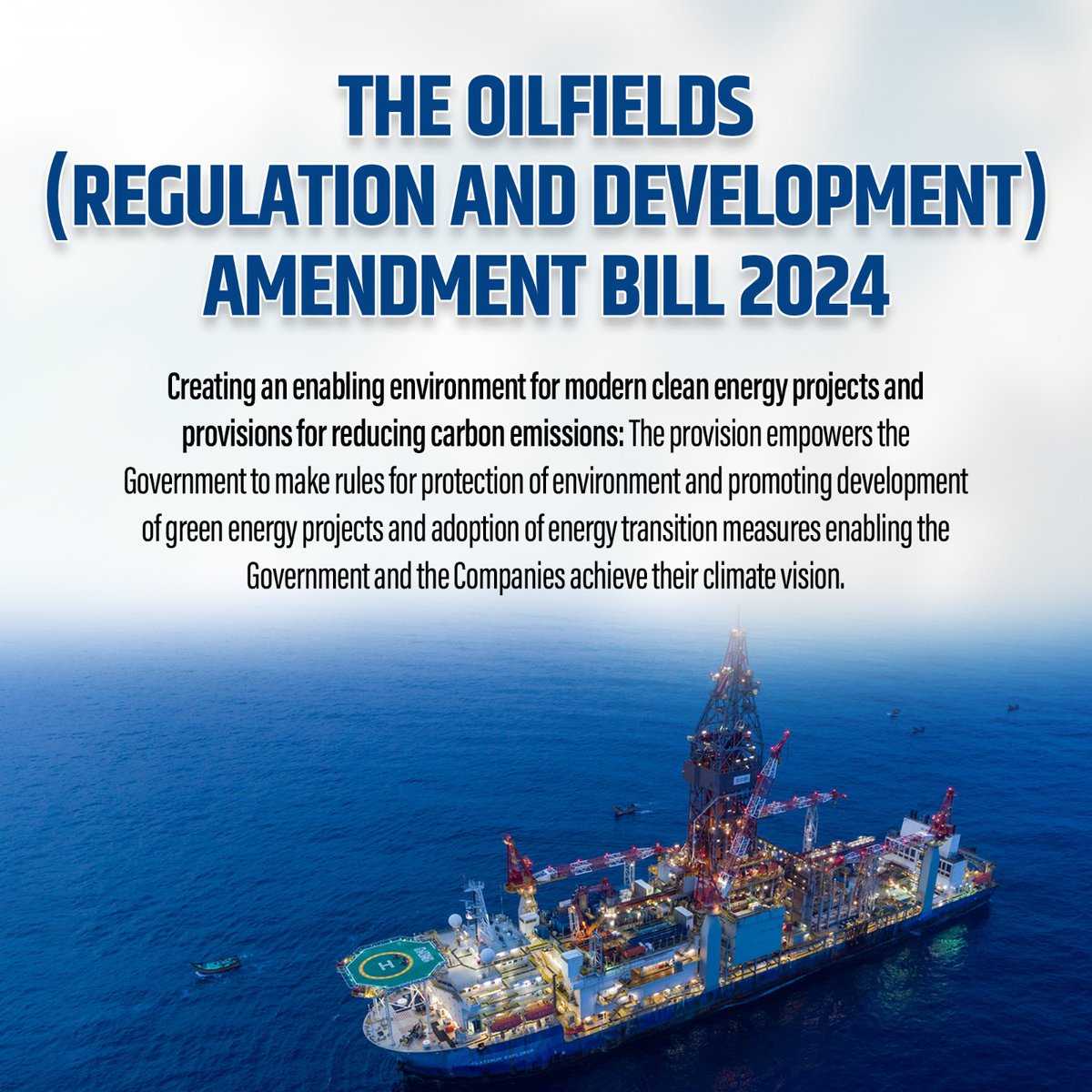 Sustainable energy is the future! The Bill mandates strict compliance with environmental norms, ensuring responsible oil &amp; gas exploration without compromising ecological balance. 
#OilfieldsBill2024