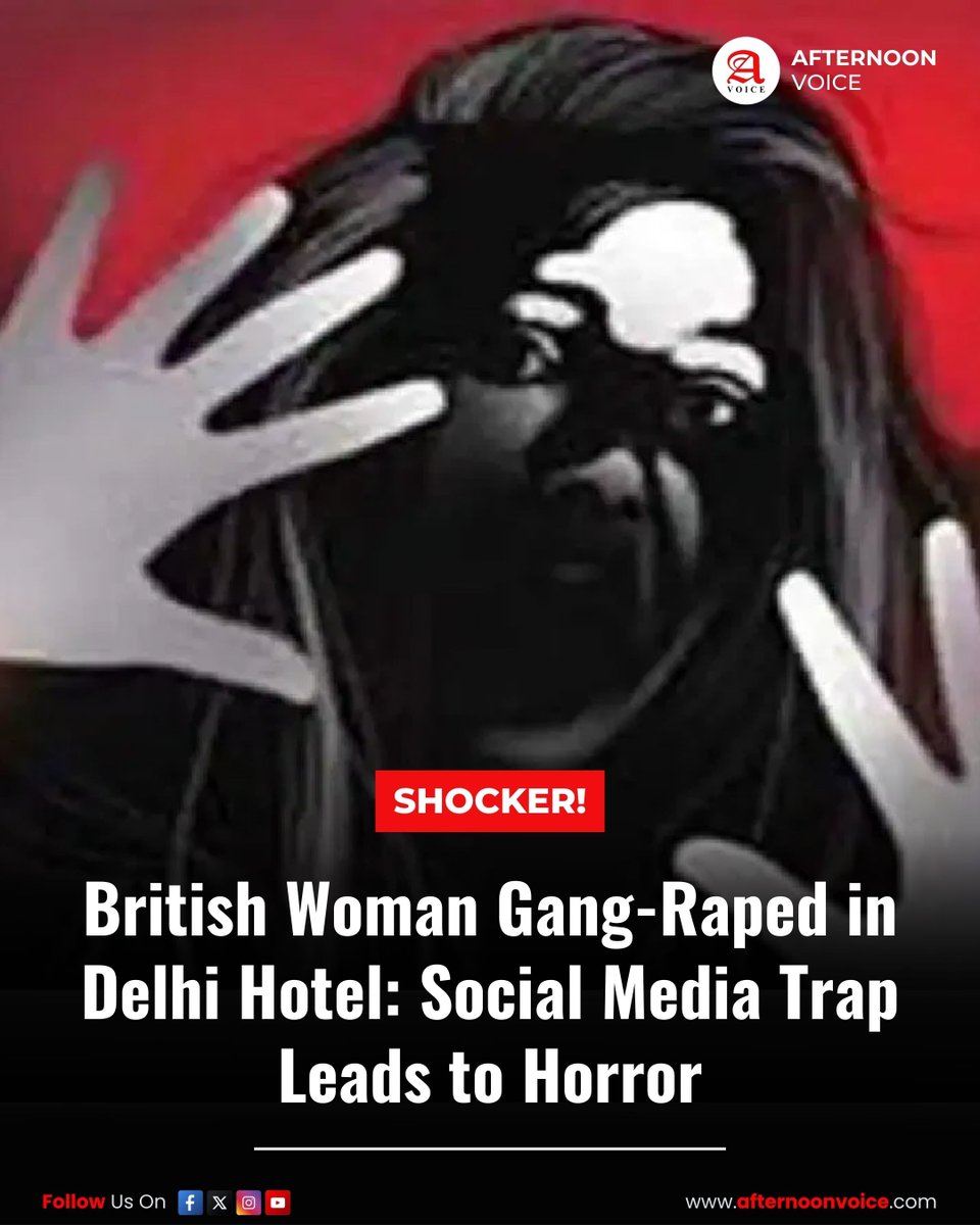 Afternoon_Voice's tweet image. A British woman was allegedly gang-raped at a Delhi hotel after being lured through social media. Police arrested both accused as investigations continue.

#Delhi #BritishWoman #GangRape

🔗 afternoonvoice.com/british-woman-…