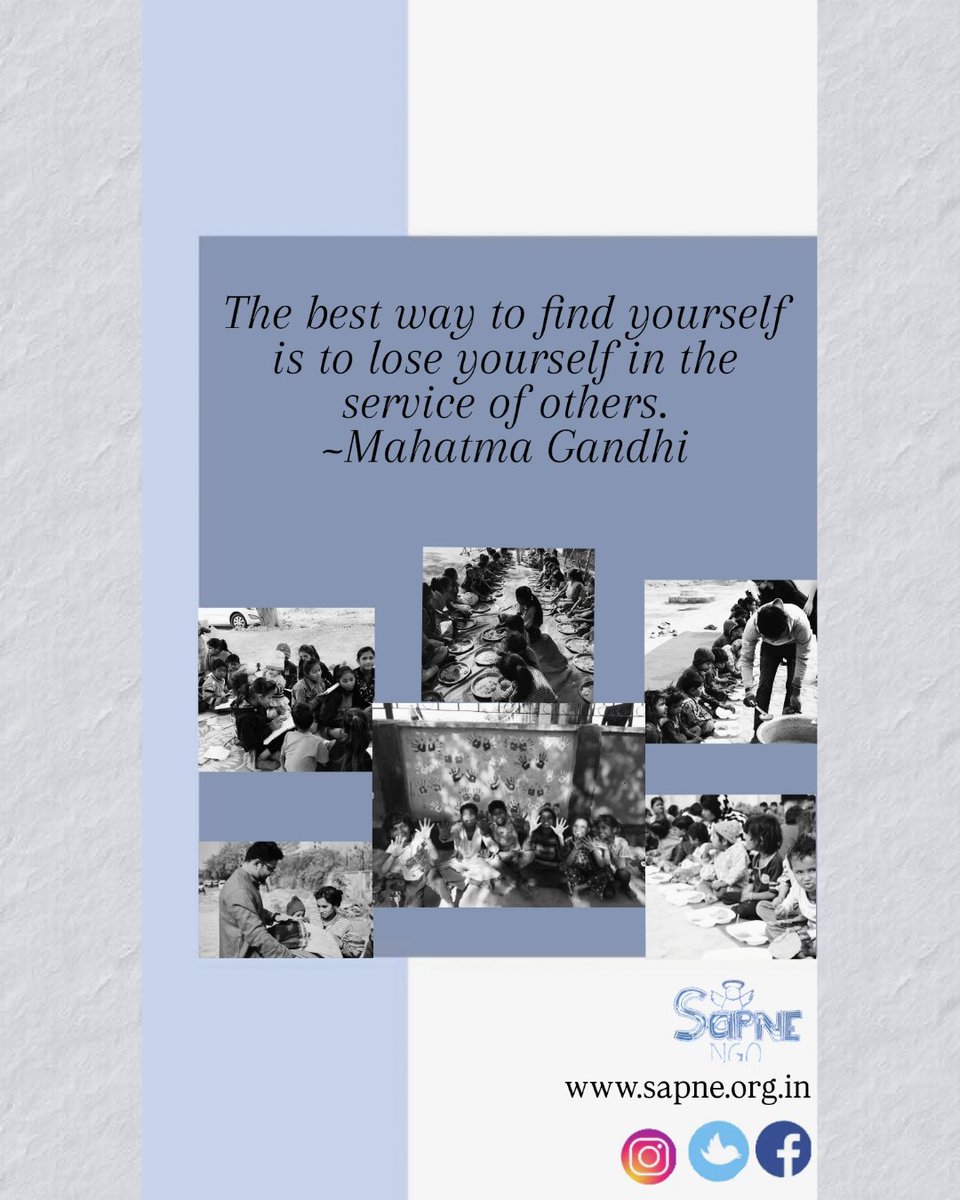 Sapne07's tweet photo. The best way to find yourself is to lose yourself in the service of others.
~Mahatma Gandhi https://t.co/4RGyk2o8Nz
