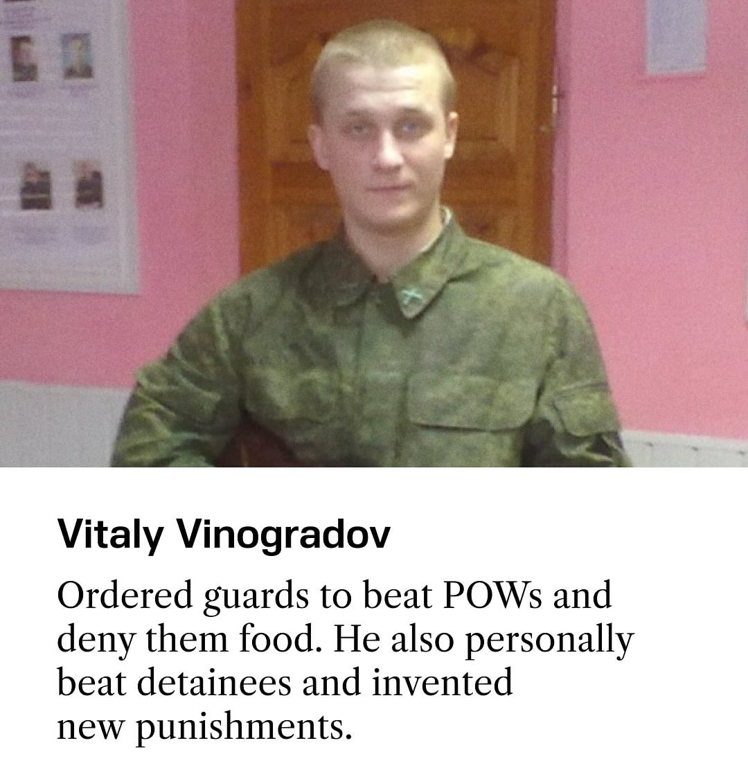 frontlinekit's tweet image. Ukrainian marine Vladyslav Zadorin recently released from russian captivity, named four prison guards involved in the torture of Ukrainians.

MAKE THEM FAMOUS, there is currently NO law stopping these war criminals sunbathing next to you in Europe/America, Remember these faces.