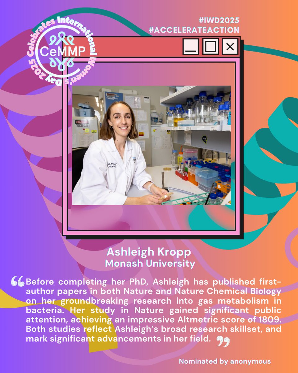 ARC CCeMMP (@ccemmp) on Twitter photo Today we highlight Ashleigh Kropp from Monash University. 😊
Stay tuned for more in our #CCeMMP hashtag#IWD25 series! 🤩
#IWD2025
#WomenInScience
#AccelerateAction
<a href="/MonashUni/">Monash University</a> Today we highlight Ashleigh Kropp from Monash University. 😊
Stay tuned for more in our #CCeMMP hashtag#IWD25 series! 🤩
#IWD2025
#WomenInScience
#AccelerateAction
<a href="/MonashUni/">Monash University</a>