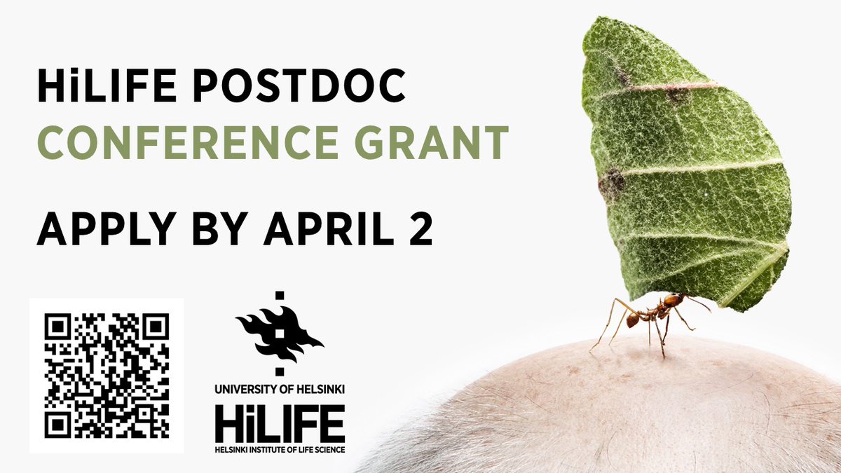 HiLIFE_Helsinki (@hilife_helsinki) on Twitter photo Attention HiLIFE #postdocs! Are you planning to attend a #lifescience conference in 2025? If so, apply for the HiLIFE postdoc conference #grant.
Submit your application by April 2 at 4pm EEST: flamma.helsinki.fi/s/argos
<a href="/FIMM_UH/">FIMM HelsinkiUni</a> <a href="/BIOTECH_UH/">Institute of Biotechnology (BI)</a> @UH_Neuro #funding #research #career Attention HiLIFE #postdocs! Are you planning to attend a #lifescience conference in 2025? If so, apply for the HiLIFE postdoc conference #grant.
Submit your application by April 2 at 4pm EEST: flamma.helsinki.fi/s/argos
<a href="/FIMM_UH/">FIMM HelsinkiUni</a> <a href="/BIOTECH_UH/">Institute of Biotechnology (BI)</a> @UH_Neuro #funding #research #career