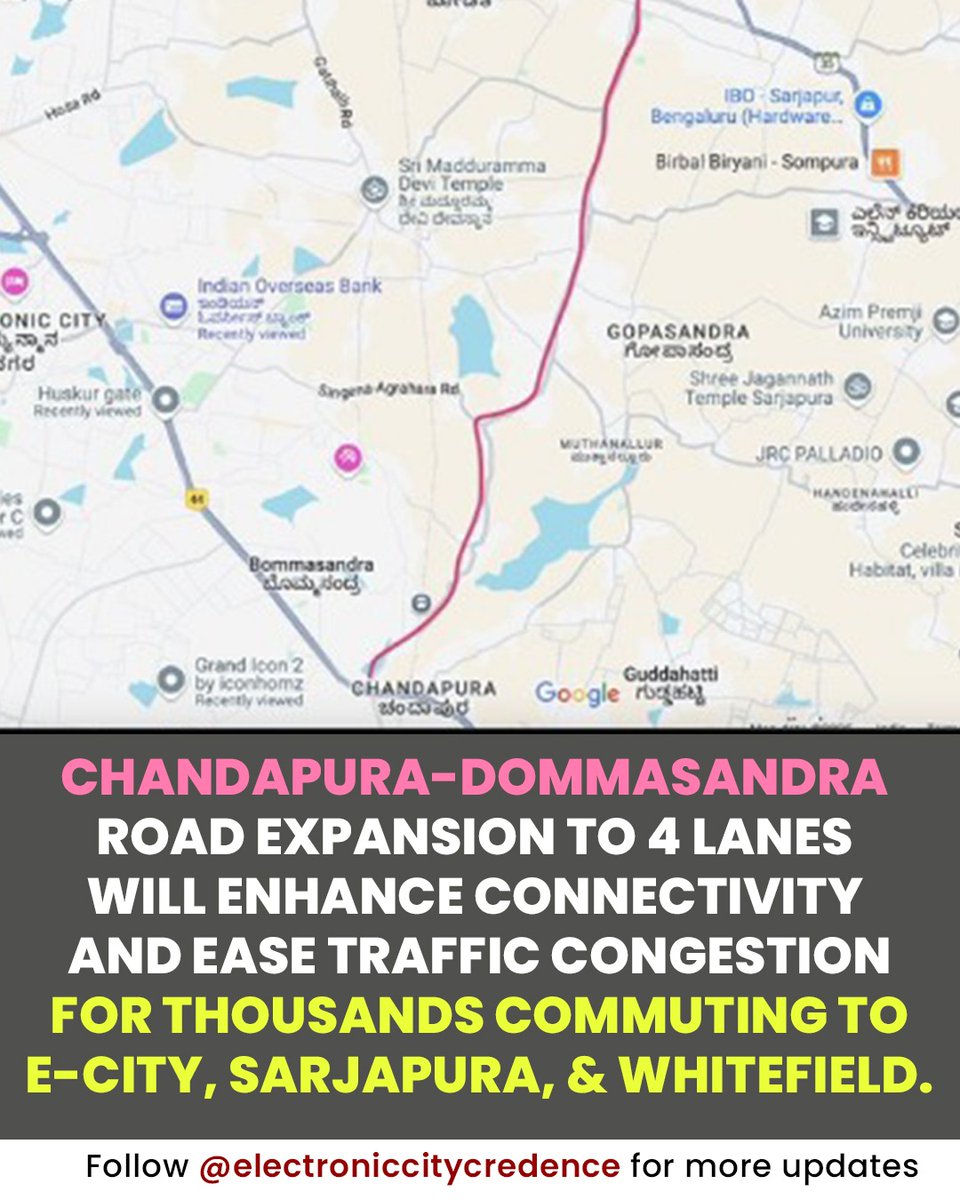 Electronic City Credence (@ecitycredence) on Twitter photo The expansion to 4 lanes will boost connectivity to E-City, Sarjapura, and Whitefield, while easing traffic on Silk Board & ORR. Thousands rely on this route daily!
We request the concerned authorities to take this up for execution! <a href="/CMofKarnataka/">CM of Karnataka</a> <a href="/RLR_BTM/">Ramalinga Reddy</a> The expansion to 4 lanes will boost connectivity to E-City, Sarjapura, and Whitefield, while easing traffic on Silk Board & ORR. Thousands rely on this route daily!
We request the concerned authorities to take this up for execution! <a href="/CMofKarnataka/">CM of Karnataka</a> <a href="/RLR_BTM/">Ramalinga Reddy</a>