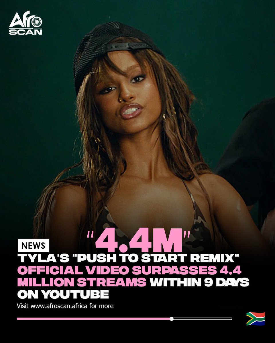 afroscan's tweet image. The official video for @Tyllaaaaaaa&apos;s latest offering #pushtostart remix continues to fire its stream cylinders as it has grossed over 4.4 million streams within 9 days of its release on YouTube.

#afroscan: Feel the sound in numbers