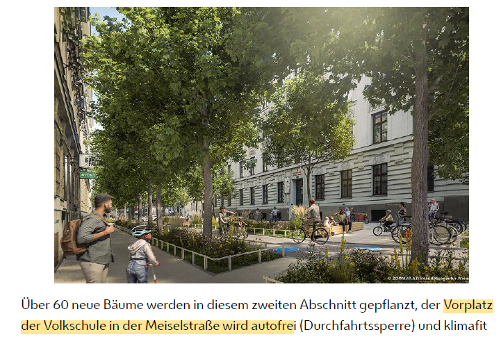 Erfreulich: Vorplatz vor dieser Volksschule in #Wien wird #autofrei. Bitte mehr davon!