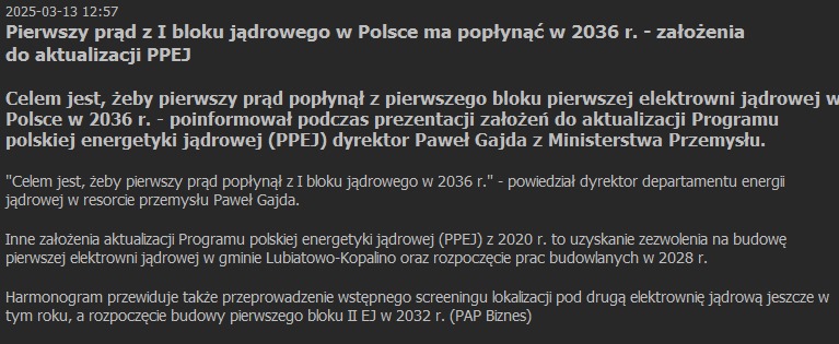 Po miesiącach opóźnień aktualizacja Programu Polskiej Energetyki Jądrowej rozczarowuje. Nie idziemy w stronę budowy energetyki jądrowej w ambitnej, dużej skali, czyli takiej, w której sam uczestniczyłem pracując w <a href="/ORLEN_Synthos/">ORLEN Synthos Green Energy</a>. 
Dziś otrzymujemy projekt mikromanii. Budowa