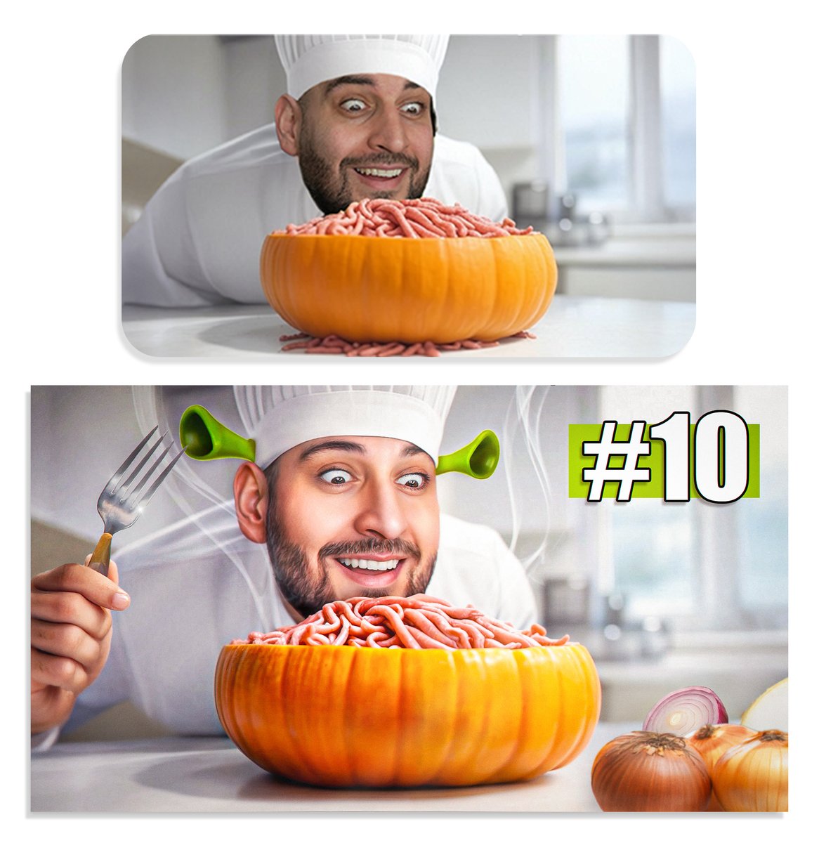 Moochie_Designs's tweet image. Video: &quot;I Cooked Food From 10 Famous Movies&quot;— I couldn&apos;t resist going all in on the food from Shrek 🤣

Before ⬇️                      vs                       After⬇️
❤️+♻️for support = ME😍