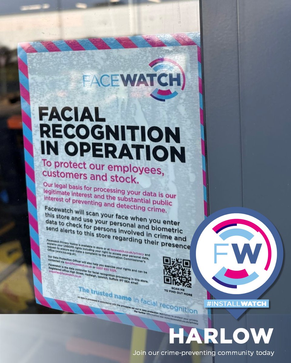 Installing daily across the length and breadth of the UK - we were in Harlow last week. Are we in your town?

Call us now to find out more 0207 930 3225
Book your free demo here bit.ly/3DyjGon

#Facewatch #FacialRecognition #Retail #CrimePrevention #Installwatch #Harlow