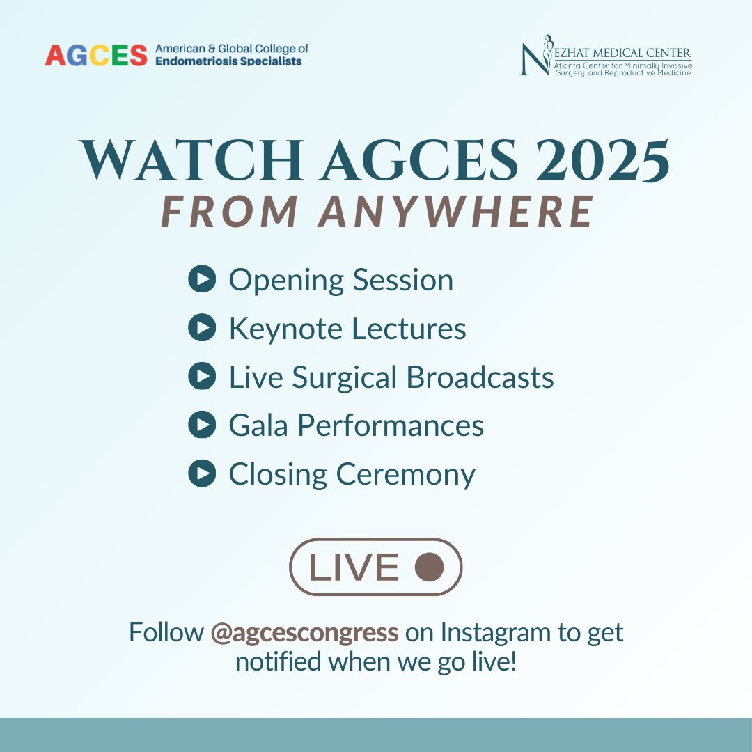 Can’t join us in person for AGCES &amp; EndoMarch 2025? No problem!📣✨ Select sessions will be LIVE STREAMED on Instagram. Catch expert insights and inspiring keynotes from anywhere in the world. Follow @agcescongress on Instagram and get ready to join the global conversation.