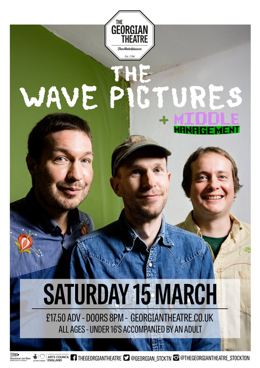 TOMORROW (15th March) - <a href="/TheWavePictures/">The Wave Pictures</a> 

'...simultaneously ludicrous and brilliantly inspired – a delicate balancing act that few bands can pull off.' - The Culture Vulture

Support Middle Management

🎟 georgiantheatre.co.uk/live-events/th…