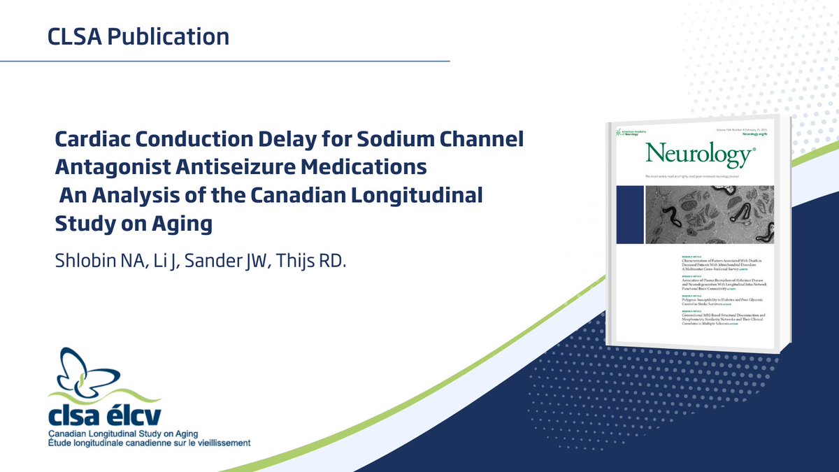 Canadian Longitudinal Study on Aging (CLSA) (@clsa_elcv) on Twitter photo CLSAFindings💡: Cardiac Conduction Delay for Sodium Channel Antagonist Antiseizure Medications 
An Analysis of the Canadian Longitudinal Study on Aging
Cc: <a href="/NathanShlobin/">Nathan Shlobin, MD MBA 🇺🇦</a> <a href="/ColumbiaNeuro/">Columbia Neurosurgery</a> <a href="/neuroloJimmy/">Jimmy Li</a> <a href="/USherbrooke/">Université de Sherbrooke</a> <a href="/UMontreal/">Université de Montréal</a> <a href="/roland_thijs/">Roland Thijs</a> 
🔗: neurology.org/doi/10.1212/WN… CLSAFindings💡: Cardiac Conduction Delay for Sodium Channel Antagonist Antiseizure Medications 
An Analysis of the Canadian Longitudinal Study on Aging
Cc: <a href="/NathanShlobin/">Nathan Shlobin, MD MBA 🇺🇦</a> <a href="/ColumbiaNeuro/">Columbia Neurosurgery</a> <a href="/neuroloJimmy/">Jimmy Li</a> <a href="/USherbrooke/">Université de Sherbrooke</a> <a href="/UMontreal/">Université de Montréal</a> <a href="/roland_thijs/">Roland Thijs</a> 
🔗: neurology.org/doi/10.1212/WN…