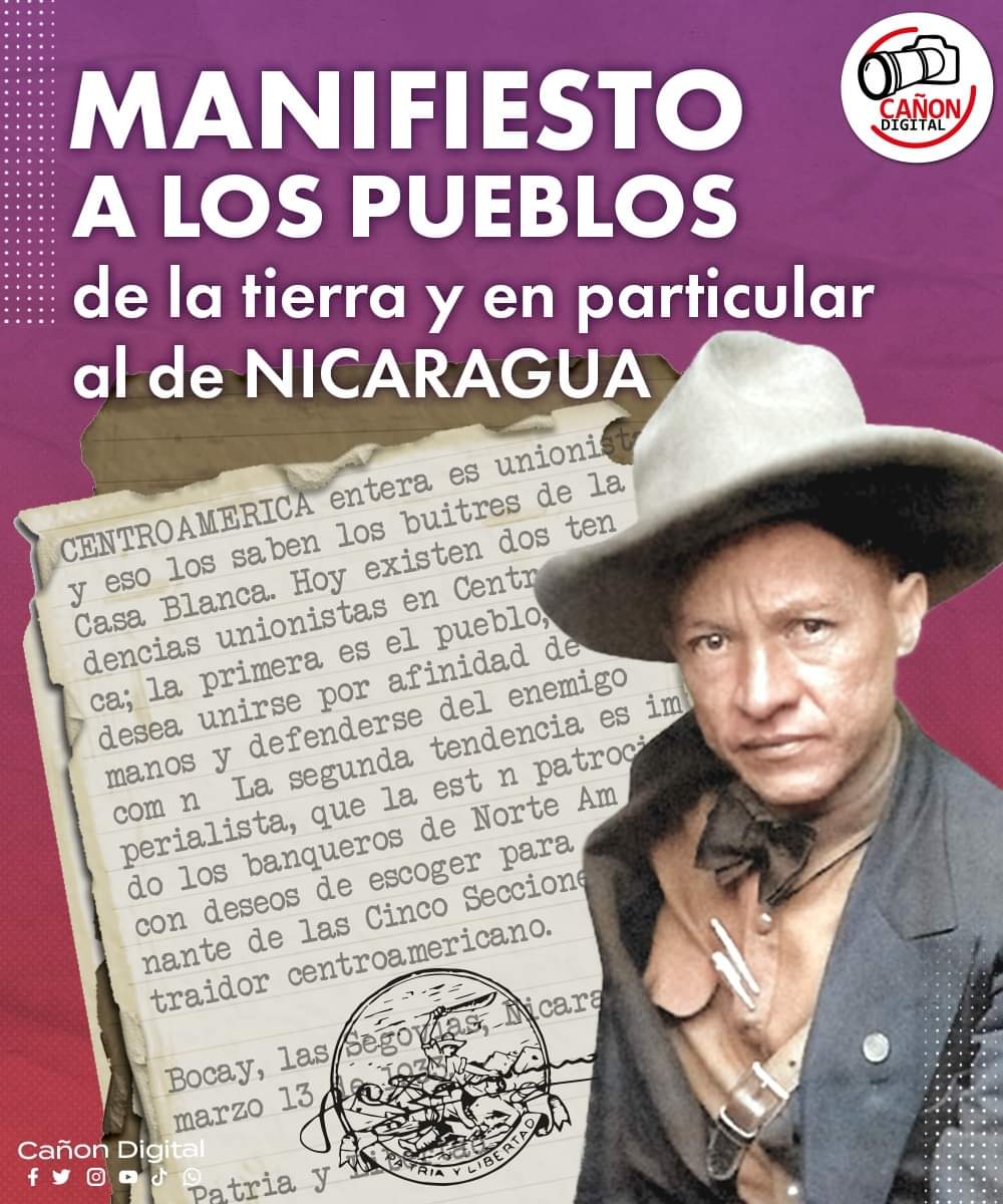 💥13 Marzo 1933

El General Augusto C. Sandino publicó el Manifiesto a los Pueblos de La Tierra y en particular al de Nicaragua.

<a href="/RDRFSLN_/">RDRFSLN_🇳🇮❤🖤</a>
<a href="/FcoRosales78/">Francisco Rosales 🇳🇮</a>
<a href="/db_nicaragua/">BARRICADA - Nicaragua</a>

#UnidosEnVictorias #4619SiempreMásAllá