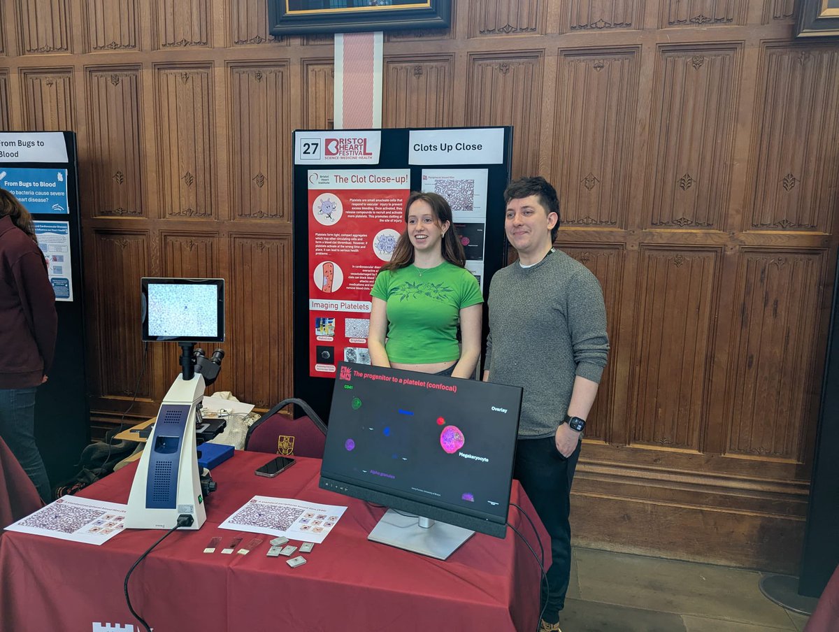 BristolPlatelet's tweet image. Come down and join us at the ‘Bristol Heart Festival’ in Wills Memorial Building today! ♥️
The Bristol platelet group are running three stalls ranging from being able to see clots up close to making your own smoothie through exercise!
Open to the wider public from 4-7pm!