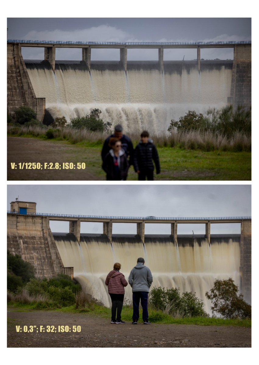 ¿Mejor con el movimiento del agua congelado, o por el contrario, captarlo?
Ahí los datos de la exposición