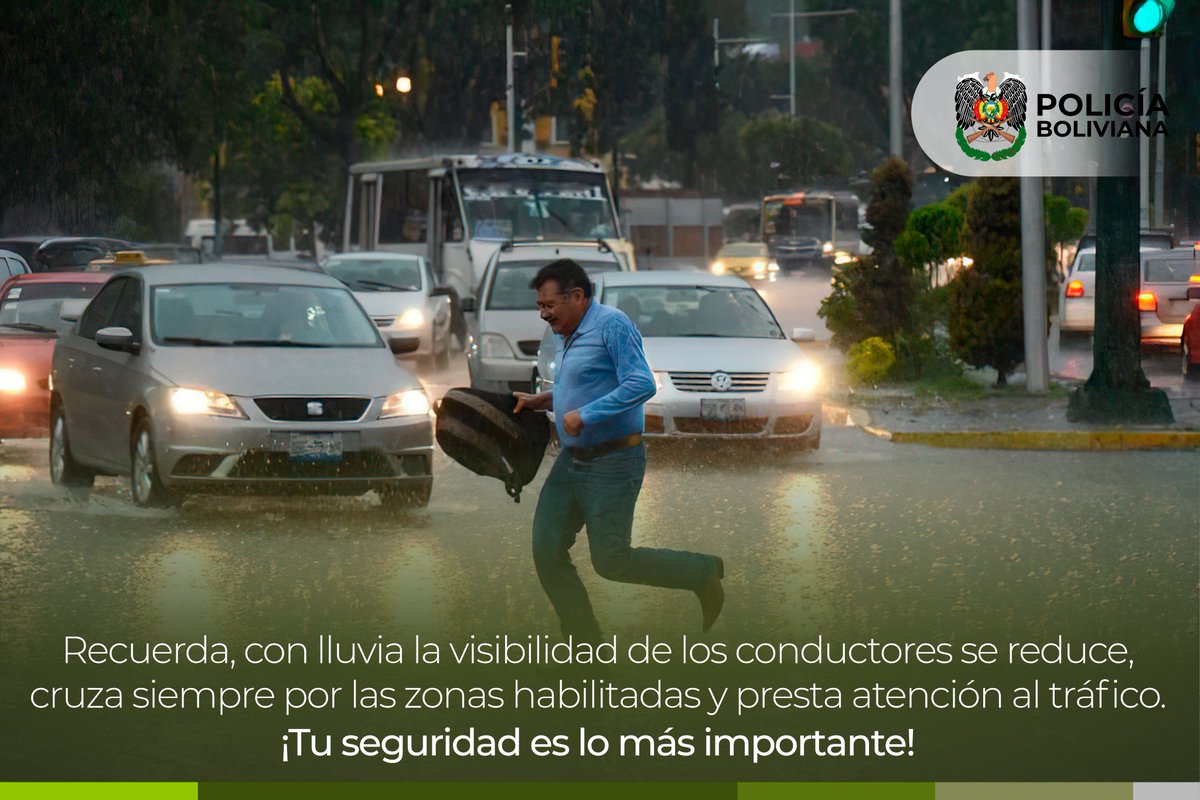 #Nacional | ⚠️ #ActuemosEnPrevención
🇧🇴#2025_BicentenarioDeBolivia
👮🏻‍♂️👮🏻‍♀️🚓Estimados amigos y amigas, recuerden que la prevención es la mejor defensa contra los peligros en la época de lluvias.

🤝🏻#DisciplinaValorYVocaciónDeServicio