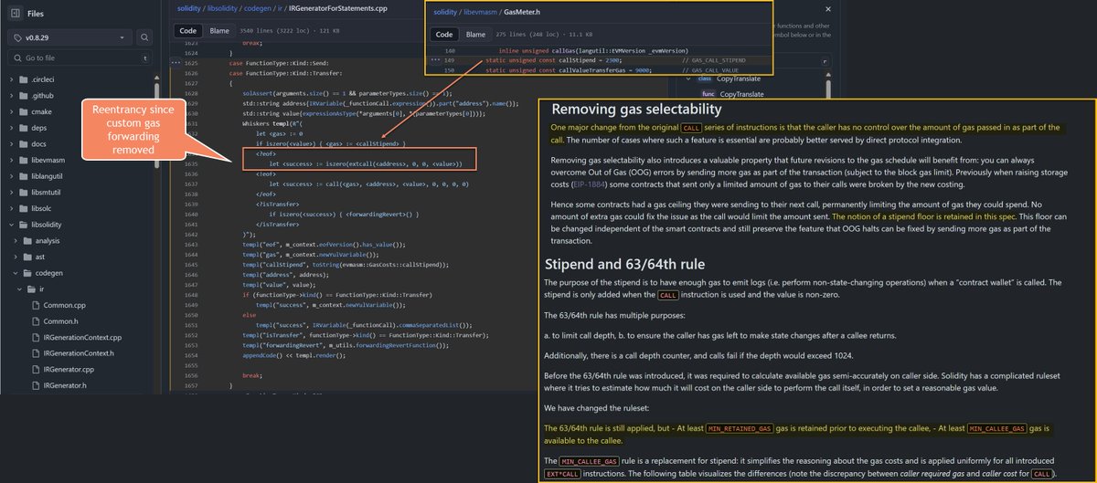So there is some bad news here unfortunately (before you continue reading, this is a warning related to an experimental, incomplete feature so nothing at risk for now). Solidity EOF (via the `osaka` EVM version) implements a reentrancy possibility for their `transfer` and `send`