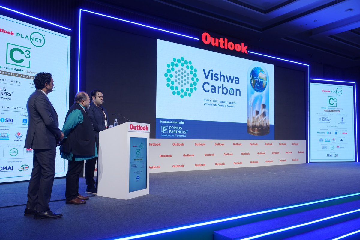 The second day of the  𝐎𝐮𝐭𝐥𝐨𝐨𝐤 𝐏𝐥𝐚𝐧𝐞𝐭 𝐂³ Summit &amp; Awards 2025* witnessed the launch of Bharat Carbon, an end-to-end decarbonization platform by Vishwa Carbon, in collaboration with Primus Partners.