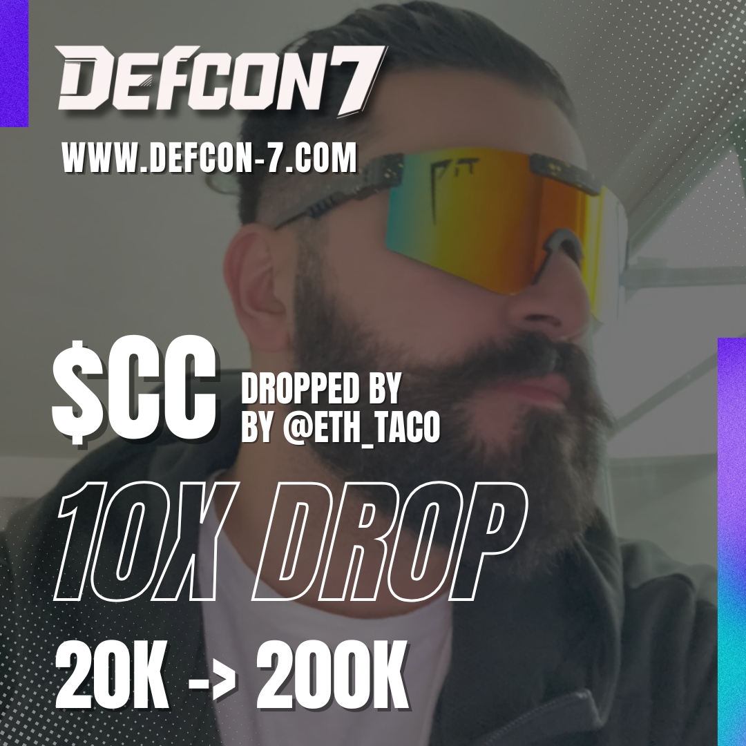 Late-night hunting is the best! 💥
The results are real... 📈
We're doing this every day! 🔽

$CC 10X: 20K -> 200K
CA: HJBjdvHvVy26ZyeUrE1MWD7DZKE6D3V6EnvLBfWgpump

DROPPED BY <a href="/ETH_TACO/">Ghost 𝓰𝓶𝓰𝓷𝓪𝓲</a>

#OnlyAtDefcon7

Join Us: defcon-7.com
All Socials: iamcoachcrypto.me
GMGN: