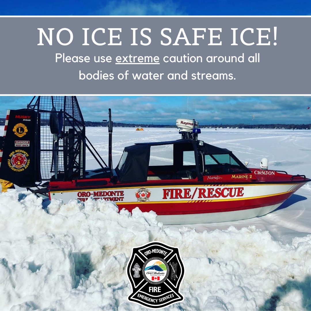 OroMedonteFire's tweet image. No Ice is Safe Ice!
As we welcome the warmer spring weather, OMFES reminds everyone to use extreme caution around all bodies of water. Always avoid ice-covered waters, stay safe, and enjoy the beautiful spring thaw! 🌞❄️🌷
#SpringSafety #OMFES