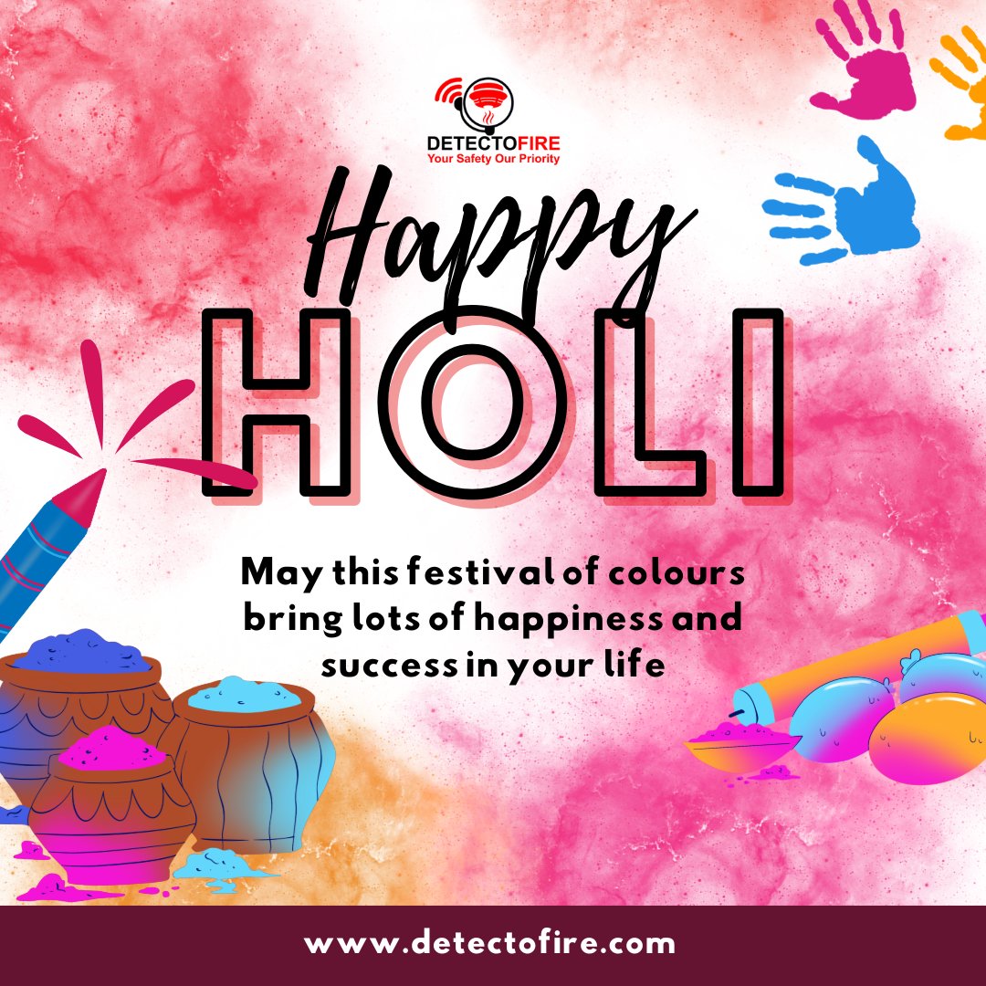 🔥🎨 This Holi, spread joy, colors &amp; safety! Let’s celebrate with happiness while keeping fire safety in mind. 🧯🎉 Wishing you a vibrant &amp; safe Holi from Detectofire! 🌈💖

#HappyHoli #Holi2025 #FestivalOfColors #CelebrateWithSafety #FireSafety #StaySafe #ColorsOfHoli #Festive