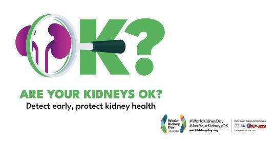 Kidney Disease currently affects over 850 million people-  early detection and timely treatment are essential. Join us in spreading the word on World Kidney Day.  #AreYourKidneysOK #WorldKidneyDay