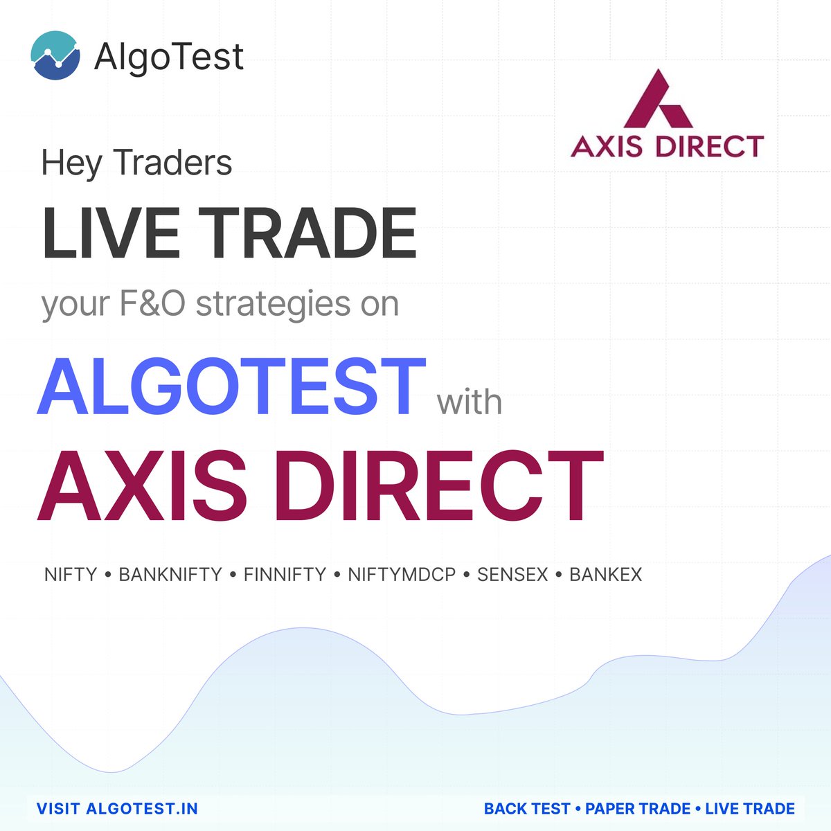 AlgoTest | Free Backtesting | Algo Trading India (@algotest_in) on Twitter photo 🚨 New Broker Integration! 🚨
<a href="/AxisDirect_In/">Axis Direct</a> is now live on AlgoTest.
Connect your Axis Direct account to trade Futures & Options strategies easily.
✅ Zero coding required.
✅ Seamless backtesting, paper trading, and live trading.
Start your journey to smarter trading 🚨 New Broker Integration! 🚨
<a href="/AxisDirect_In/">Axis Direct</a> is now live on AlgoTest.
Connect your Axis Direct account to trade Futures & Options strategies easily.
✅ Zero coding required.
✅ Seamless backtesting, paper trading, and live trading.
Start your journey to smarter trading