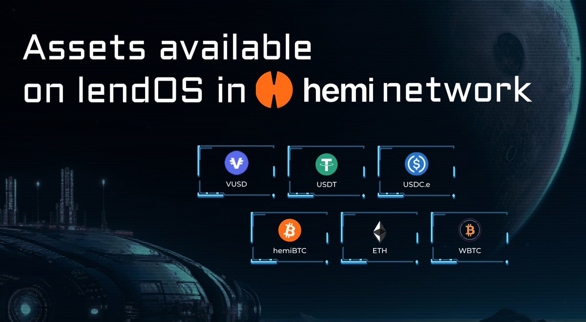 🤑 Assets update on lendOS at <a href="/hemi_xyz/">Hemi</a> ! 

We're excited to announce that VUSD, USDT, USDC.e, ETH, hemiBTC, and WBTC are available for lending and borrowing.

Stay tuned — more assets are on the way!

Explore the markets now 👉 app.lendos.org/markets/