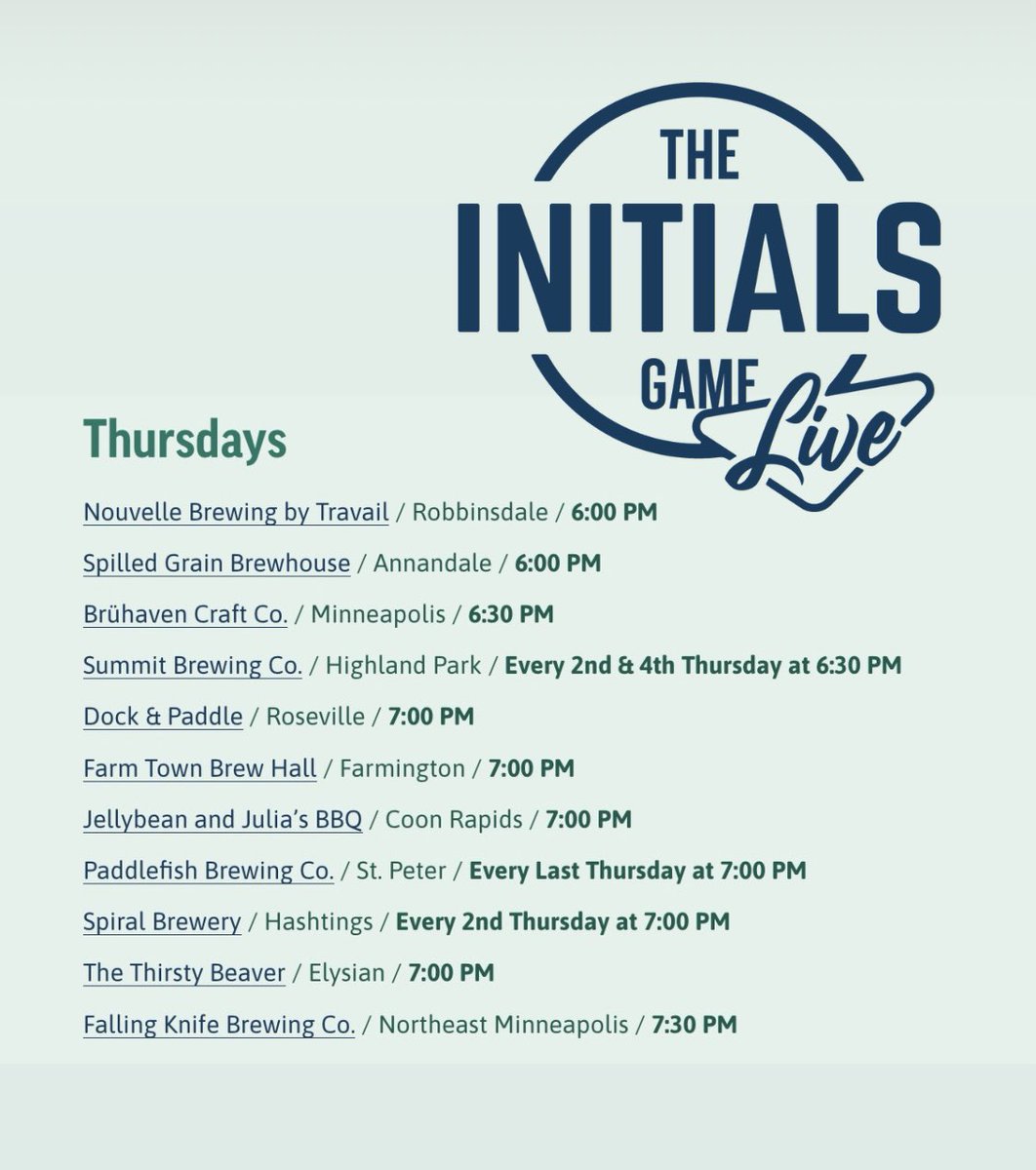 THURSDAYS: InitialsGameLive.com