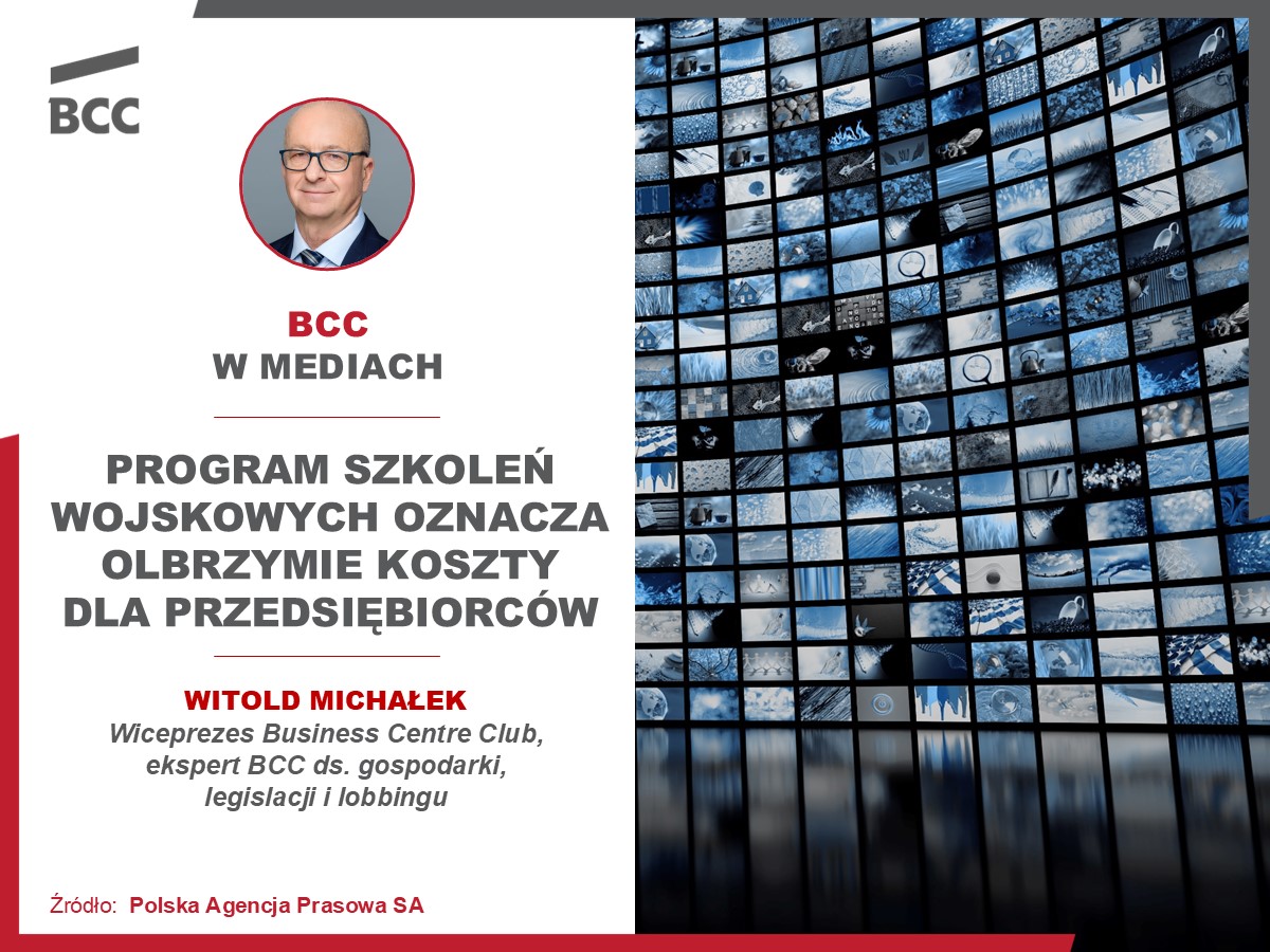 Business Centre Club (@bccorg) on Twitter photo Przedsiębiorcy są otwarci na dyskusję. Mamy nadzieję, że jak dojdzie do poważnej rozmowy na temat wdrożenia na szeroką skalę szkoleń wojskowych, to będzie ona prowadzona z udziałem przedsiębiorców - powiedział <a href="/PAPMediaRoom/">PAP MediaRoom</a> wiceprezes BCC, Witold Michałek. Jak podkreśla program Przedsiębiorcy są otwarci na dyskusję. Mamy nadzieję, że jak dojdzie do poważnej rozmowy na temat wdrożenia na szeroką skalę szkoleń wojskowych, to będzie ona prowadzona z udziałem przedsiębiorców - powiedział <a href="/PAPMediaRoom/">PAP MediaRoom</a> wiceprezes BCC, Witold Michałek. Jak podkreśla program