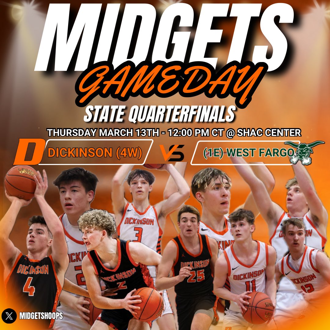 🏀🏀GAME DAY🏀🏀

It’s state quarterfinal day for our boys as we take on the West Fargo Packers at 12:00 CT!

Let’s get to work today!  Win every play!

Listen: kdix.net

📺: WDAY(True Crime channel-consolidated 8)/purchase WDAY+