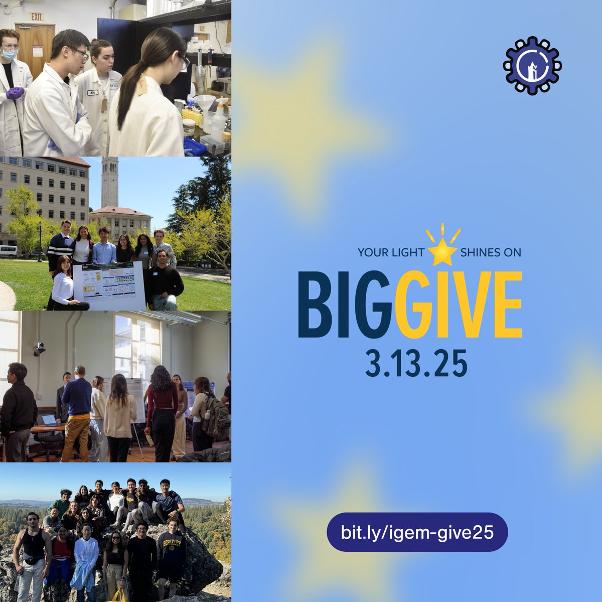 #iGEMBerkeley deserves Big Give love because of all the amazing opportunities in bioengineering and synthetic biology our students get to participate in! 

Donate at bit.ly/igem-give25 today! 

#CalBigGive