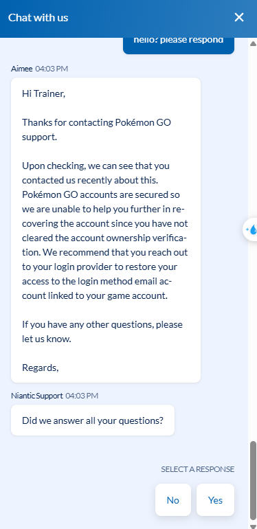JohnKiac's tweet photo. @NianticHelp your support really sucks. Getting my account hacked and not helping to perform the recovery is something disappointing. I'm not sure providing receipts are not enough. Hacker name is there, i just want to recover my account! https://t.co/DJ05FqNX8m