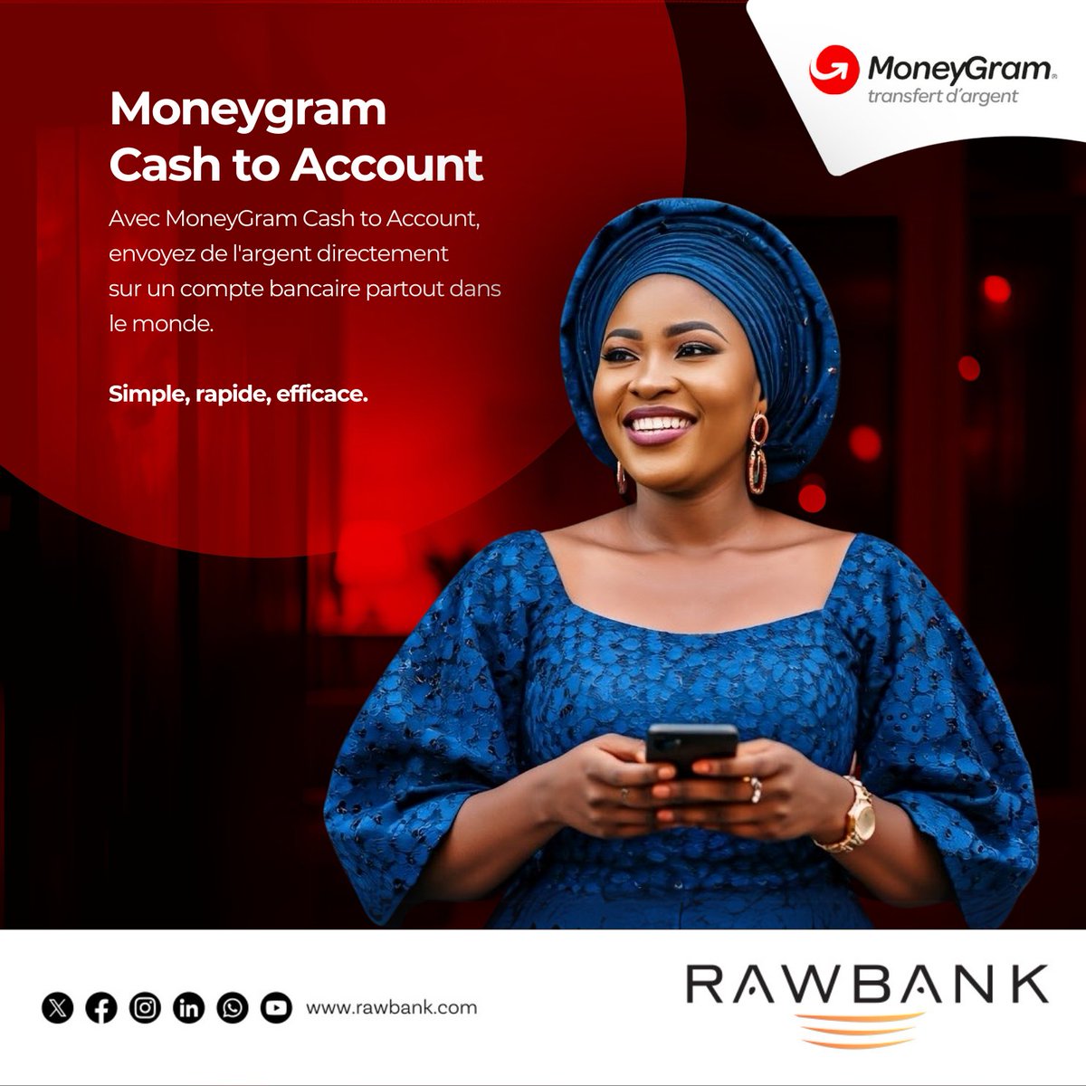 Rawbank_sa's tweet image. #MONEYGRAM

Offrez de l’émotion à vos proches ! 🤩 Envoyez  avec MoneyGram directement sur un compte bancaire. 
  
📍 Rendez-vous en agence ou chez nos sous-agents pour vos transferts.  

#Rawbank  #RDC  #AUDELADUNEBANQUE #TransfertDArgent