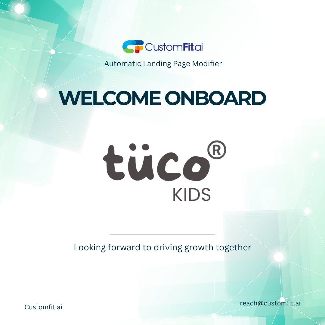 theashwin007's tweet image. Excited to welcome Tuco Kids to the CustomFit.ai family!

Bringing innovation &amp;amp; joy to childhood, now using CustomFit for website personalization &amp;amp; A/B testing to enhance shopping experiences.

Welcome aboard, Tuco Kids!

#ABTesting #WebsitePersonalization #CustomFitAI