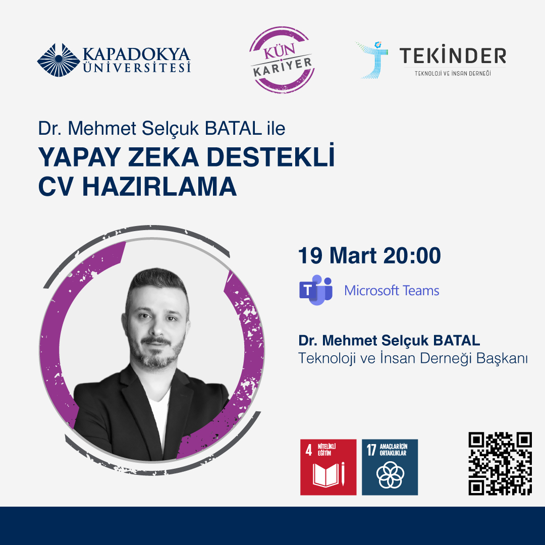 🚀 HAYALİNDEKİ İŞE BİR ADIM DAHA YAKLAŞ! 🚀

📅 Tarih: 19 Mart 2025 Saat 20.00
🖥️ Yer: Microsoft Teams (Online)
👨‍🏫 Eğitmen: <a href="/msbatal/">Mehmet Selçuk Batal</a> 

🎓 Tüm öğrencilerimizi bu değerli eğitime bekliyoruz! Kaçırmayın! 🚀✨
