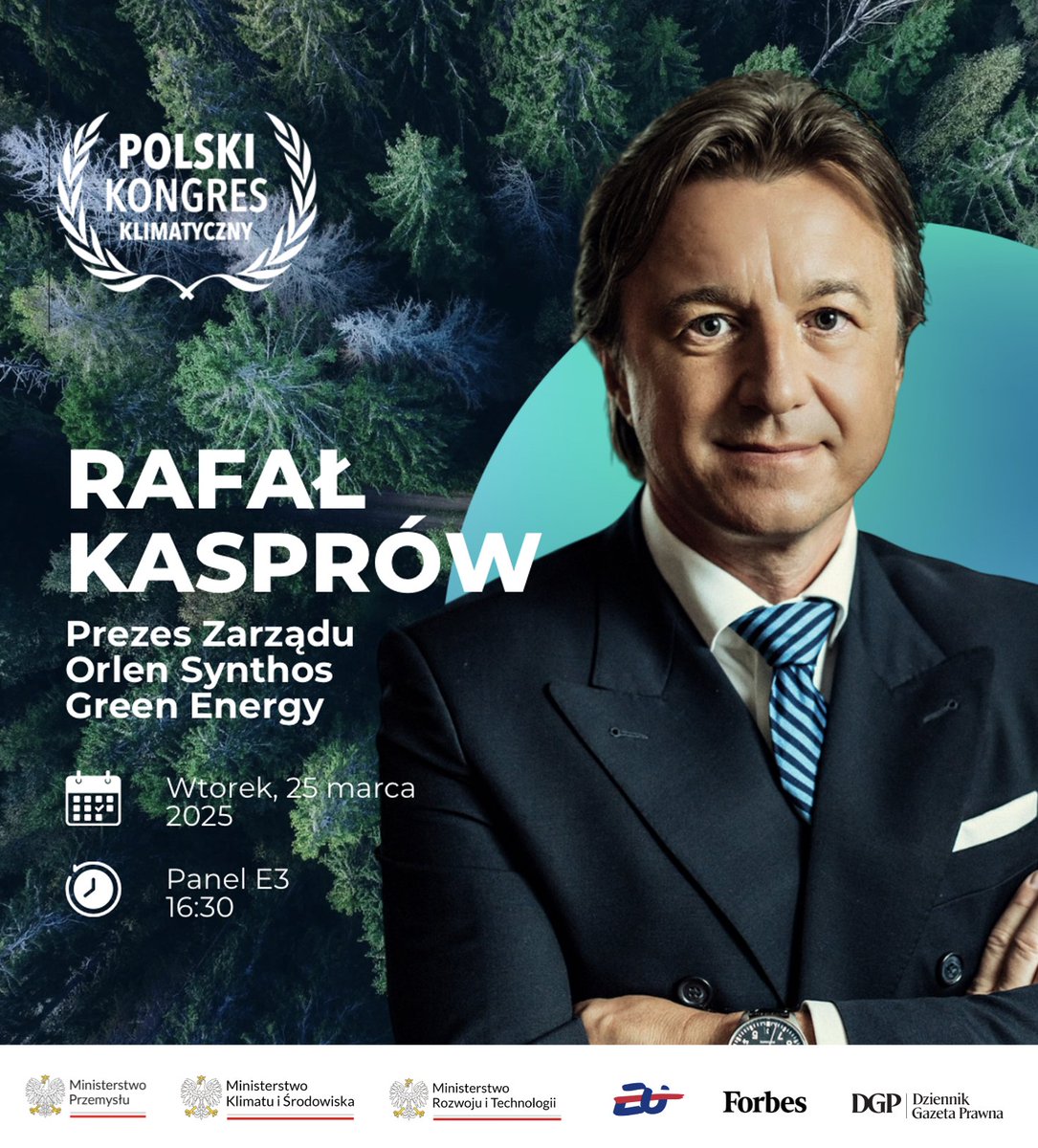 Rafał Kasprów, Prezes Zarządu ORLEN Synthos Green Energy wystąpi w panelu pt. Wpływ transformacji energetycznej na bezpieczeństwo energetyczne i ekonomiczne Polski
⏰ Wtorek 25.03.2025 godz. 16:30

#energetyka #greenenergy #kongresklimatyczny  #energy #inwestycje