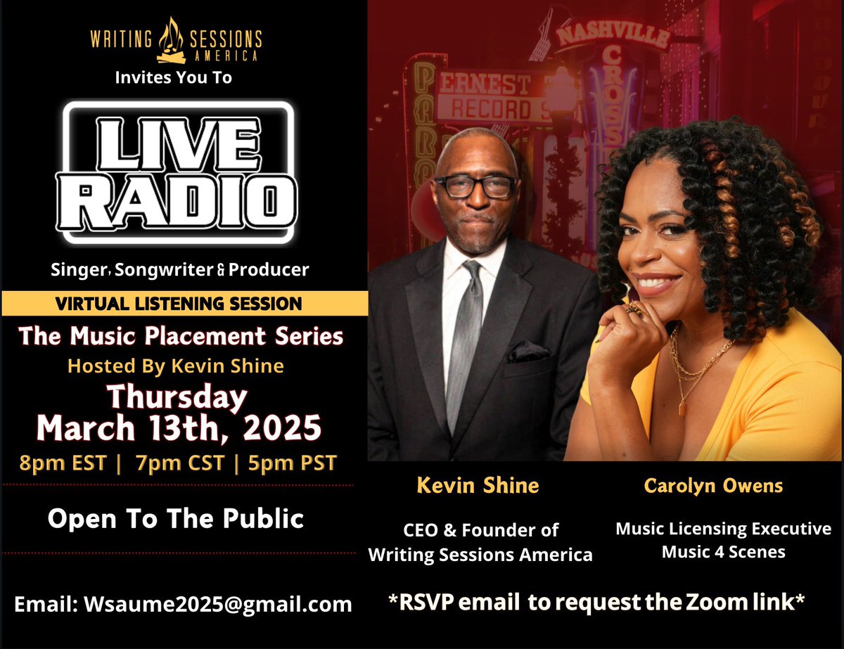 Kevin_AnR_Shine (@kevin_anr_shine) on Twitter photo RSVP BY EMAIL ON THE POST
MUSIC SYNC LICENSING EVENT
HOSTED BY <a href="/Kevin_AnR_Shine/">Kevin_AnR_Shine</a>
Thursday March 13, 2025. 8pm Est RSVP BY EMAIL ON THE POST
MUSIC SYNC LICENSING EVENT
HOSTED BY <a href="/Kevin_AnR_Shine/">Kevin_AnR_Shine</a>
Thursday March 13, 2025. 8pm Est