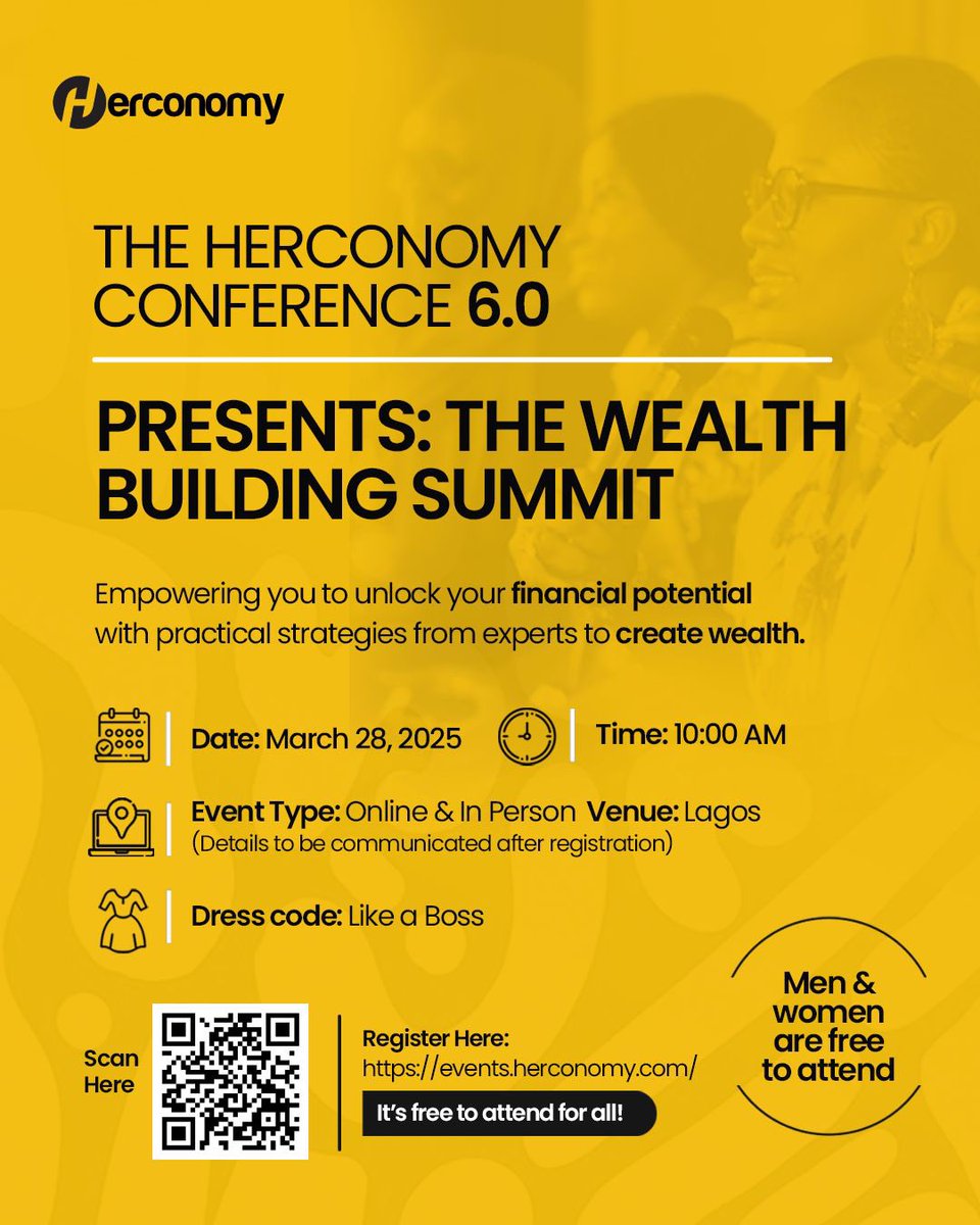 The Herconomy Conference 6.0 is here!
This year, The Wealth Building Summit is even bigger!
Expect powerful keynotes, insightful panels, fireside chats &amp; top-tier networking.
Register now events.herconomy.com
Date: March 28, 2025 | FREE to attend!
