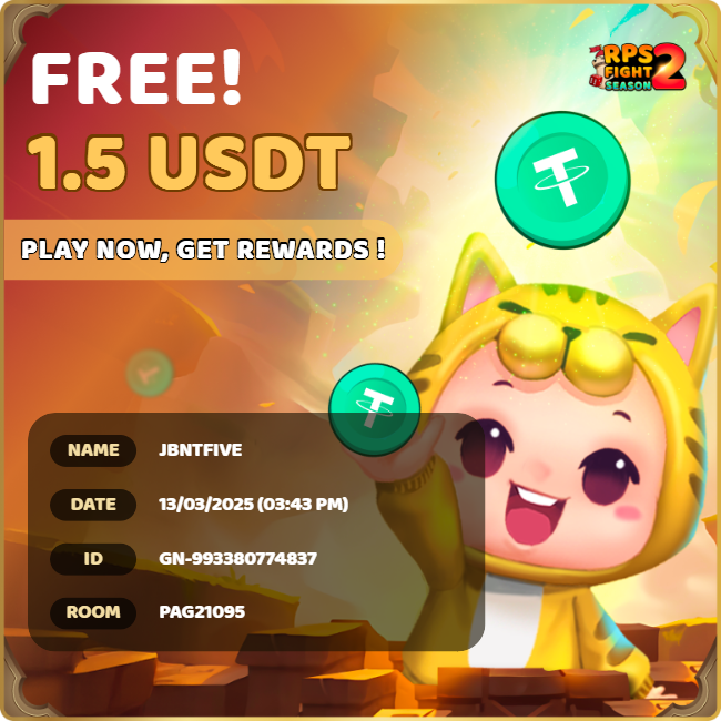 5JBNT5's tweet image. 1.5 USDT ขอบใจ หลายหลาย #RPSFAIRDROP