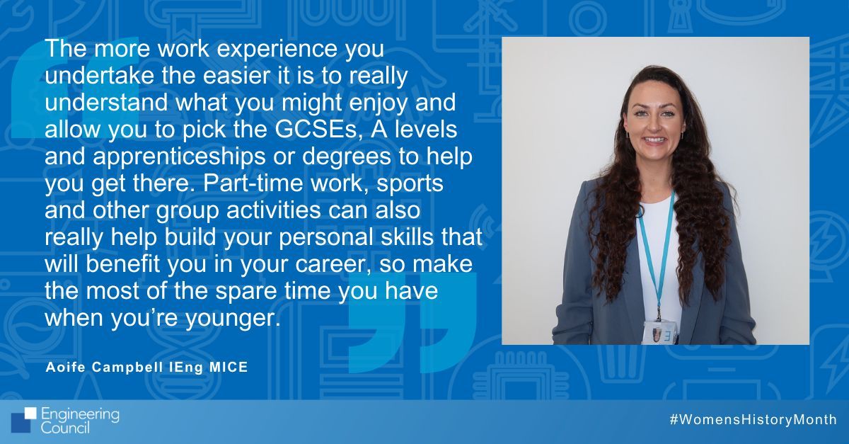 EngCouncil's tweet photo. Aoife Campbell IEng MICE believes that professional registration will support her in being the best engineer she can be. Read about her advice and more here: https://t.co/Pi4FfTqk9e @ICE_engineers #IncorporatedEngineer #IEng #WomenInEngineering #WomensHistoryMonth https://t.co/TdKbkwPjvS