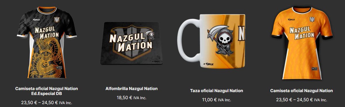 NAZGUL NATION (@nazgulnation) on Twitter photo ⚠️ ¡𝐑𝐄𝐂𝐎𝐑𝐃𝐀𝐃!
Tenemos el merch del equipo disponible en la tienda de <a href="/Emix_Gaming_/">EmixGaming</a> 👕
👉 Podéis adquirir todo directamente aquí:
🛒 emixgaming.es/nazgul-nation/
#GoNN 🧡 ⚠️ ¡𝐑𝐄𝐂𝐎𝐑𝐃𝐀𝐃!
Tenemos el merch del equipo disponible en la tienda de <a href="/Emix_Gaming_/">EmixGaming</a> 👕
👉 Podéis adquirir todo directamente aquí:
🛒 emixgaming.es/nazgul-nation/
#GoNN 🧡