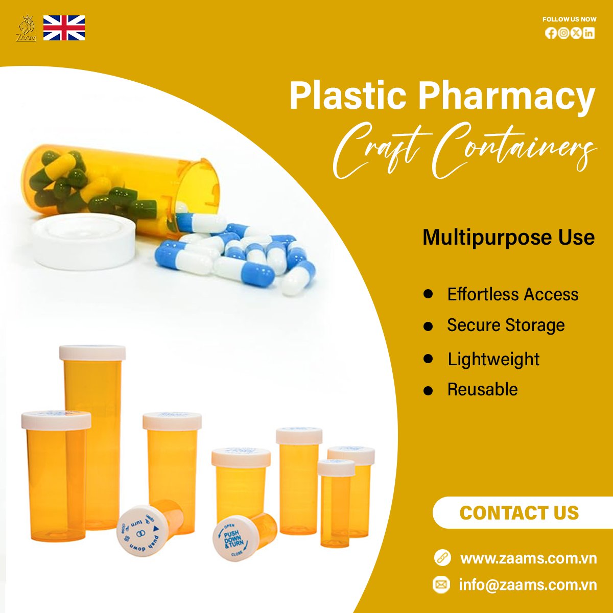 Keep your medications secure with our child-resistant screw cap bottles! Designed for easy and safe storage, these bottles help prevent unintended access while keeping your pills and small essentials neatly organized.

#zaam #plasticbottle #customized #SecureStorage #Packaging